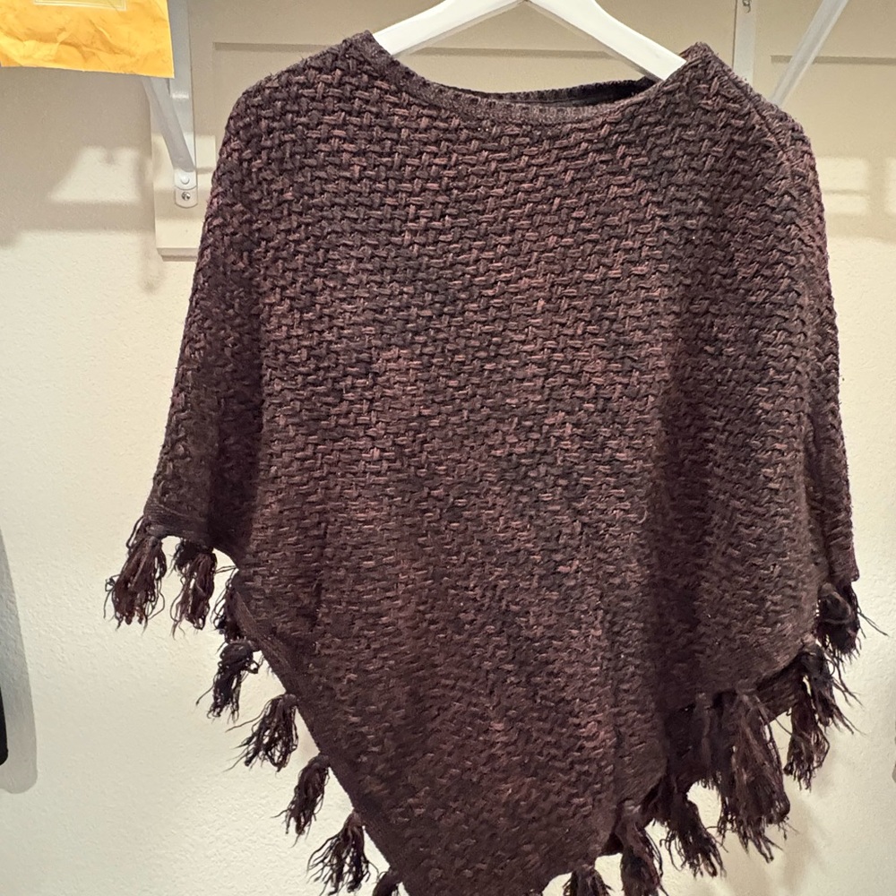 Style & Co. Black and Brown Knit Poncho